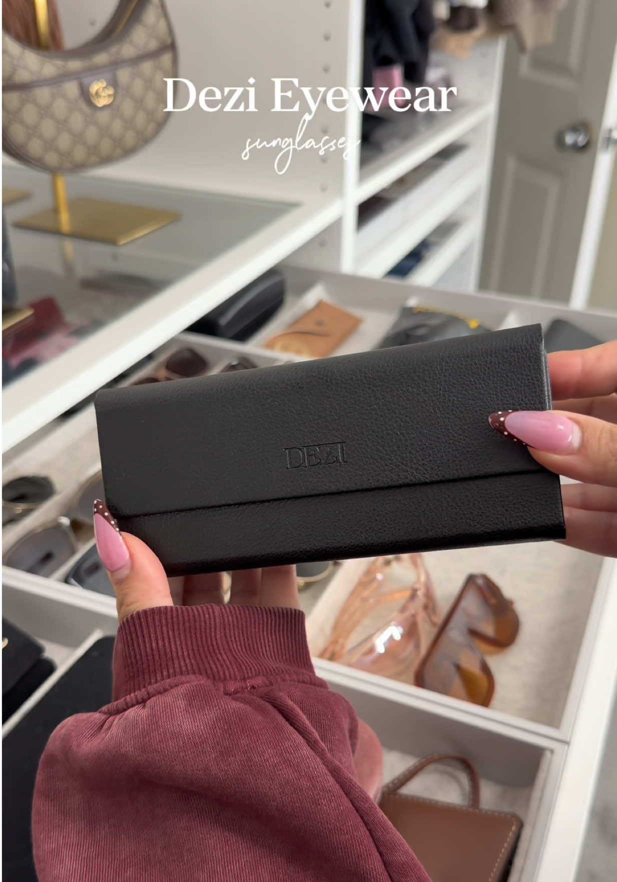 TikTok post by @lupeariass for DEZI. Caption reads: @DEZI EYEWEAR ✨ #dezi #dezieyewear #sunglasses....