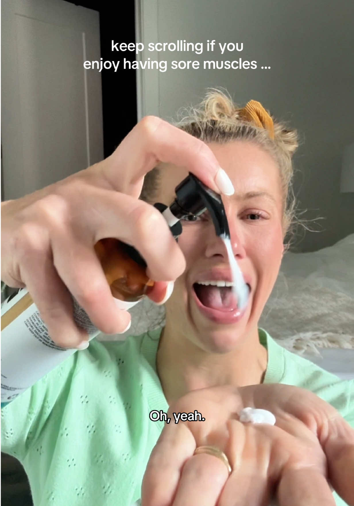 TikTok post by @kaylie.ann.white for artnaturals. Caption reads: [...] #magnesiumoil #soremuscles @artnaturals.