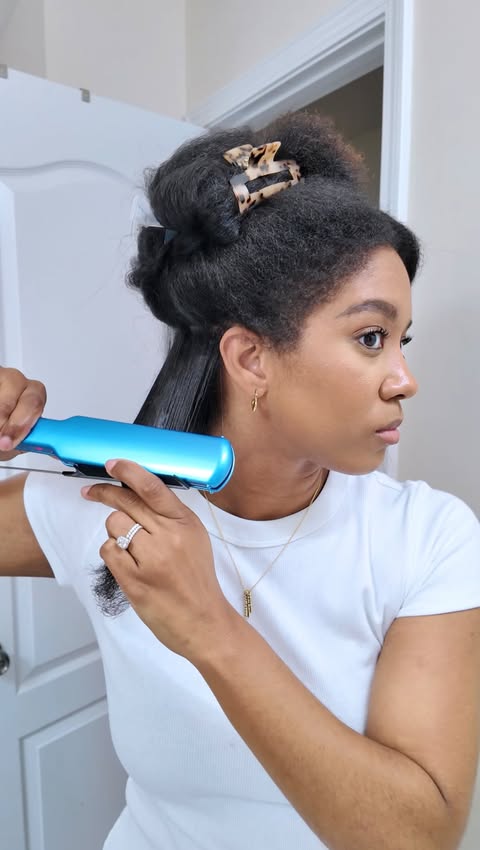Instagram post by @micheledee_ for BaBylissPRO. Caption reads: [...] Digital Ultra-Thin Flat Iron from....