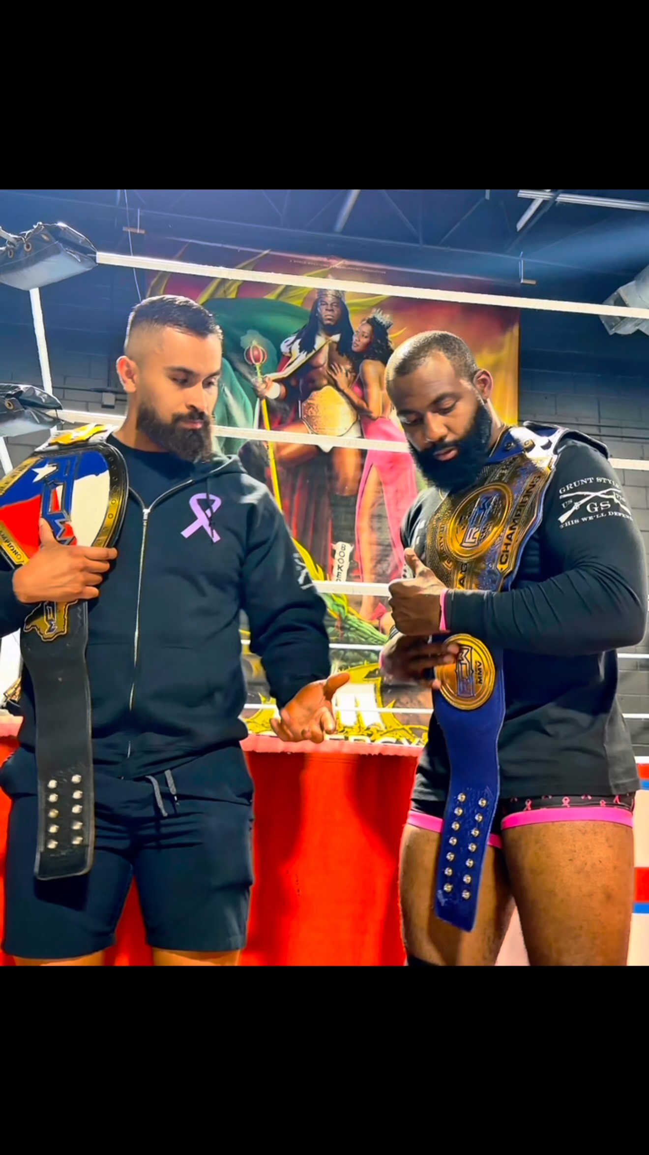 Instagram post by @maxcastellanos80 for Grunt Style. Caption reads: Cancer Awareness Month Campaign 🎀  F*UCK CANCER....