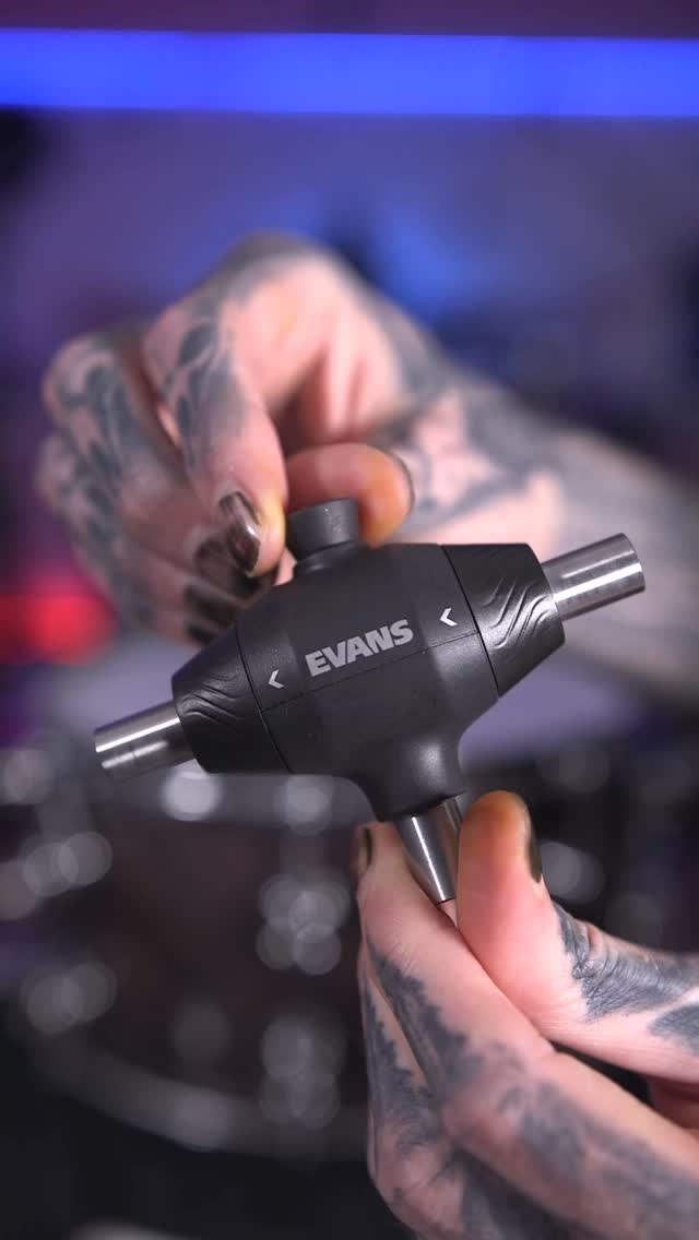 Instagram post by @66samus for EVANS Drumheads. Caption reads: This drum key is INSANE! Evans new Pull Cord 🤯....