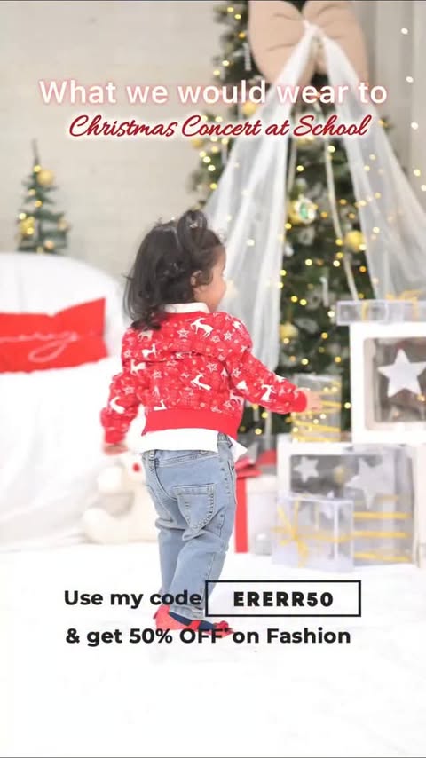 Instagram post by @whatswithbaby for Babyhug. Caption reads: Christmas outfits that steal the spotlight....