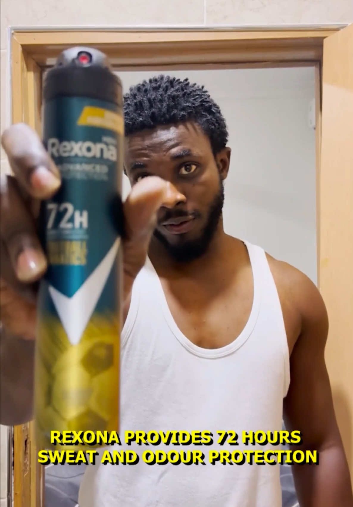 TikTok post by @owuraku_ampofo for Rexona. Caption reads: Last time I celebrated, everyone ran away 😅 This....