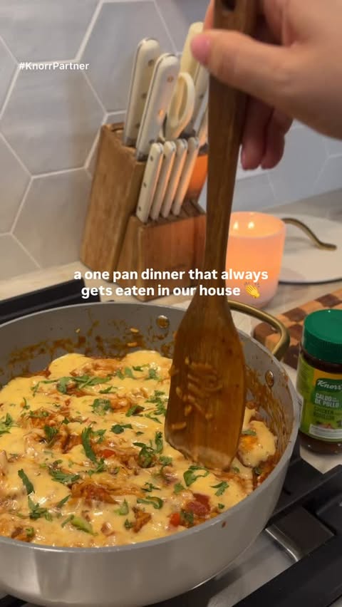 Instagram post by @_jadeoneal for Knorr US. Caption reads: #KnorrPartner @knorr another one pan meal 🫡 LOVE....
