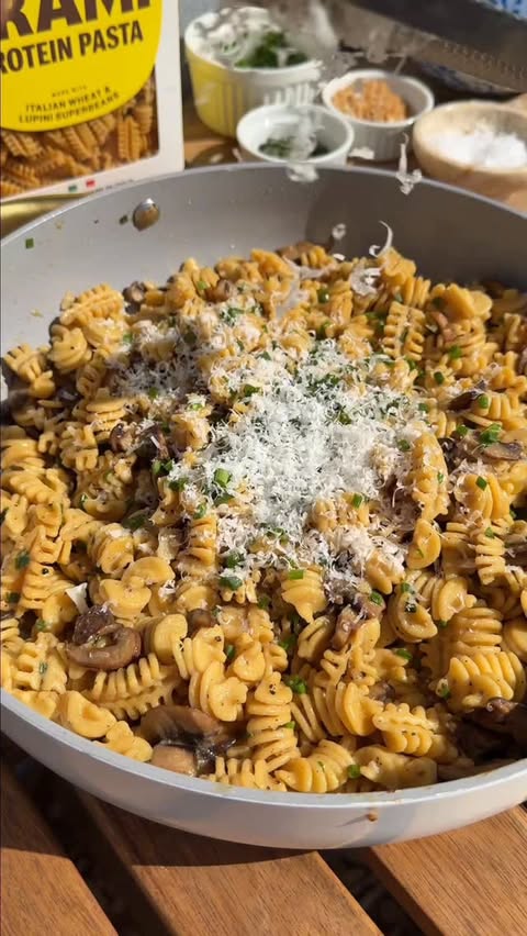 Instagram post by @kulas_kitchen for Brami. Caption reads: let’s make a miso, mushroom + chive pasta using....