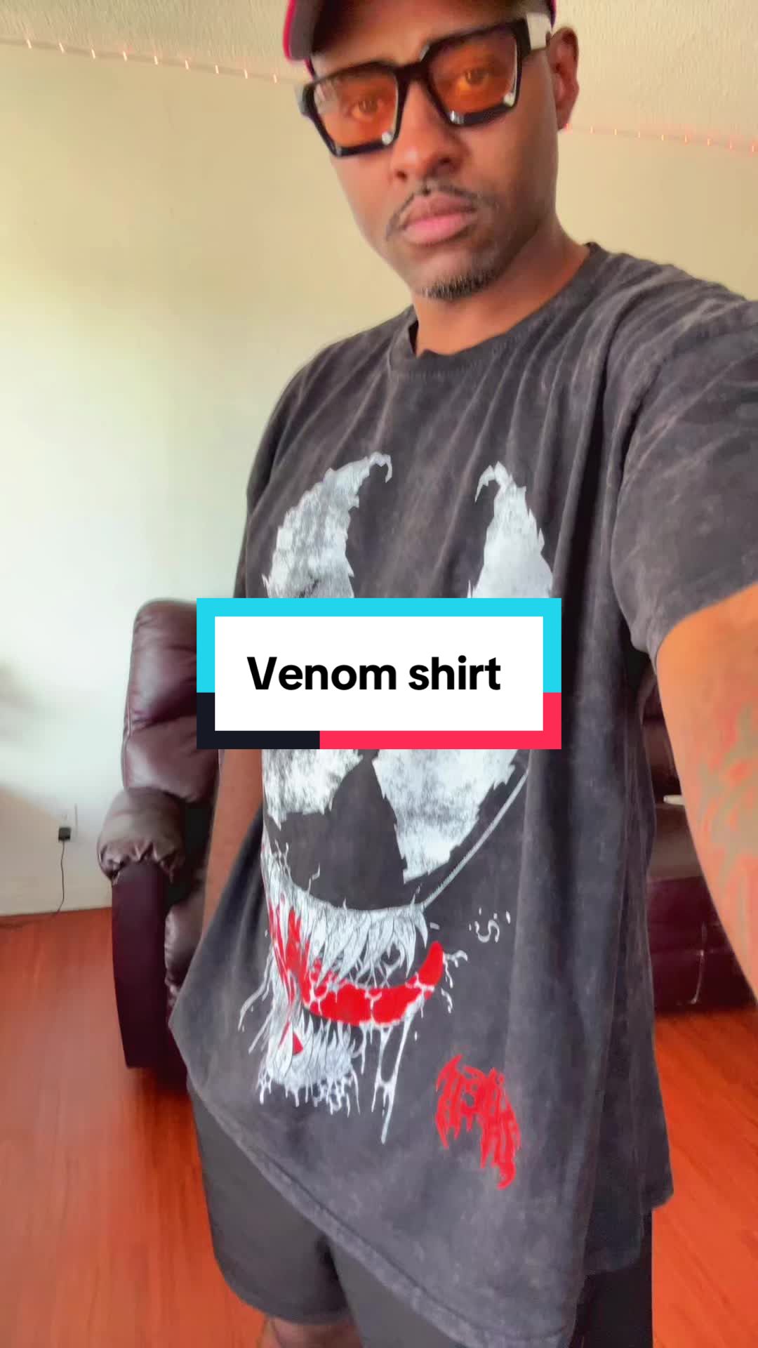 TikTok post by @designer_cam16 for Culture Kings. Caption reads: Venom shirt from @Culture Kings #venomvsspiderman....