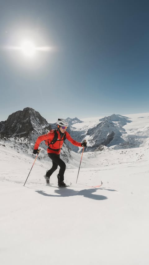 Instagram post by @davidemagnini for Visit Trentino. Caption reads: POV: Skiing with Davide Magnini in the Trentino....