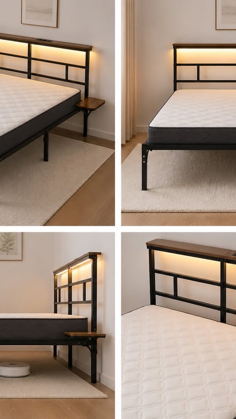 Instagram post by @ervini.style for Yaheetech. Caption reads: AD/ LED BED @yaheetech_official Upgrade your....