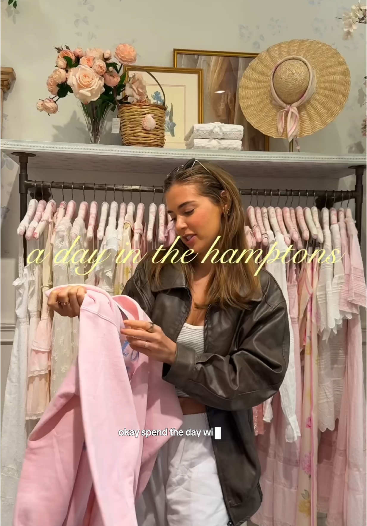 TikTok post by @sophiejaynemillerr for Chemist Warehouse. Caption reads: spend a slow day in the hamptons with us! 🛟💐🧺....
