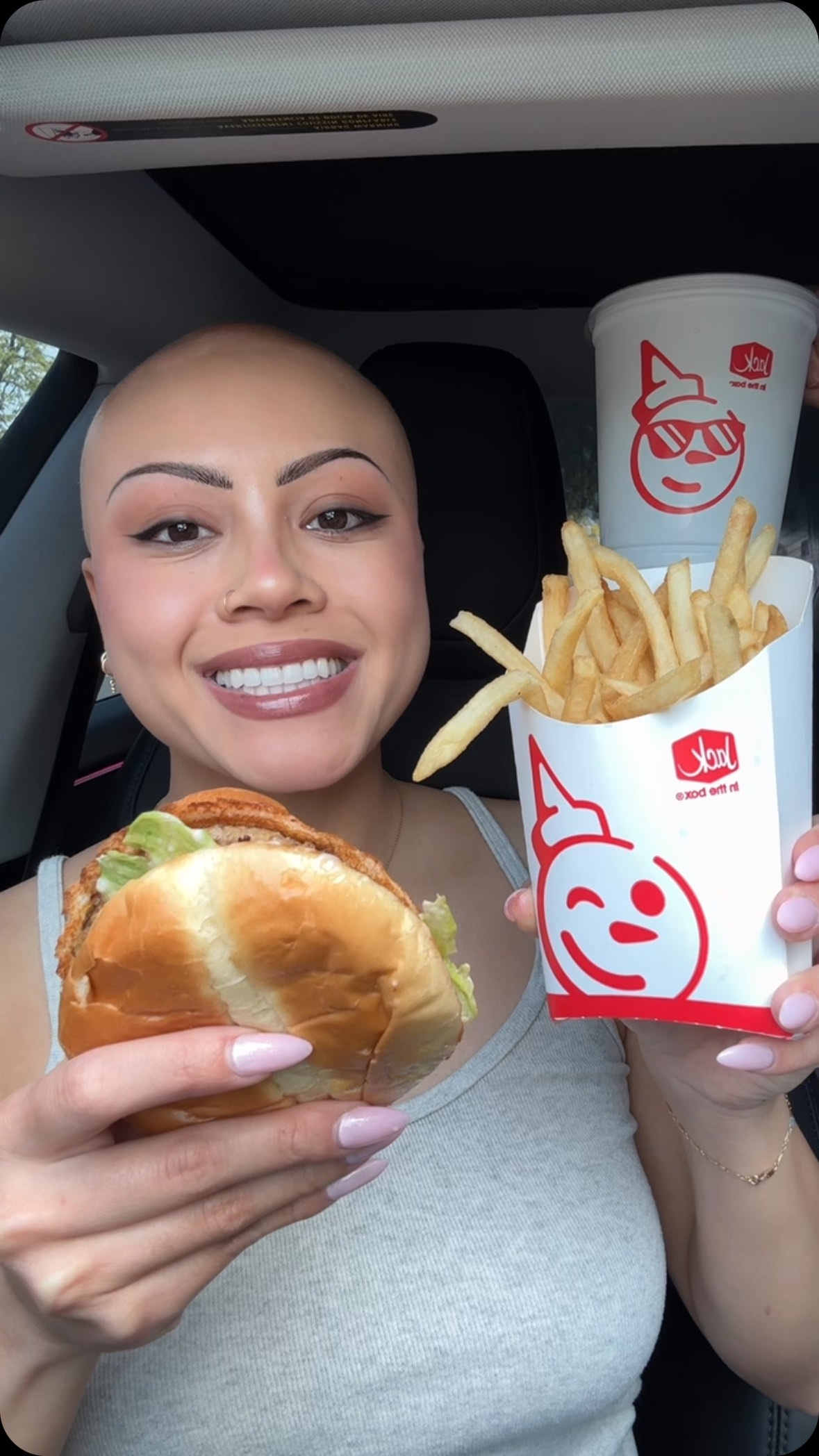 Instagram post by @janemukbangs for Jack In The Box. Caption reads: #ad my go-to @jackinthebox meal when the @dodgers....