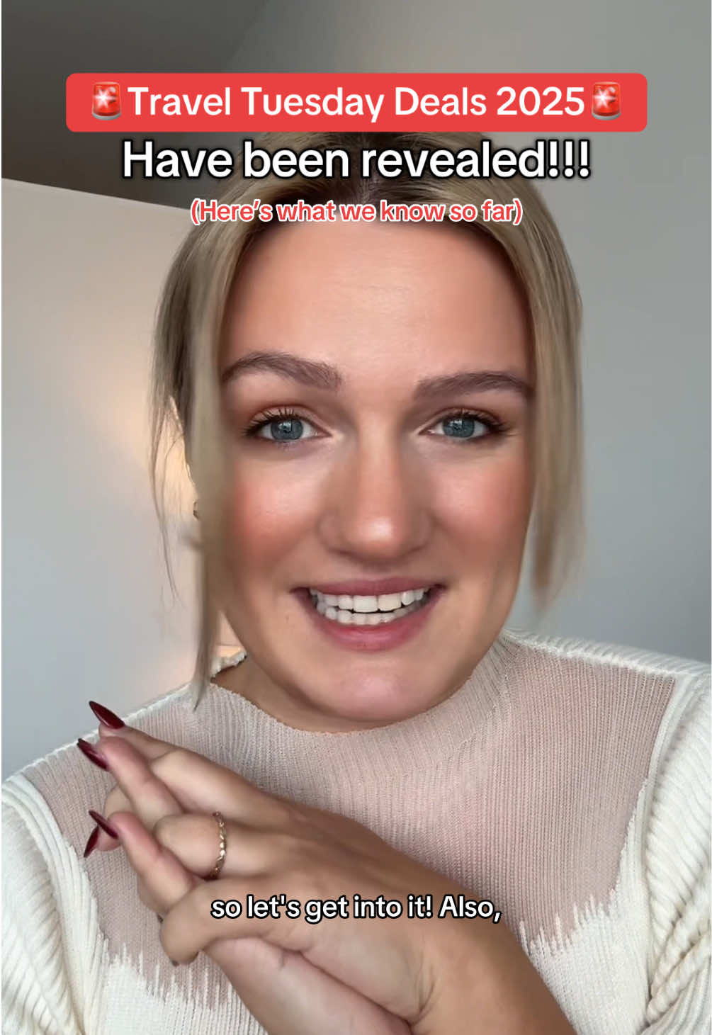 TikTok post by @madisonrolley for Hotels.com. Caption reads: ✈️ Travel Tuesday 2025 Deals Have Officially Begun....