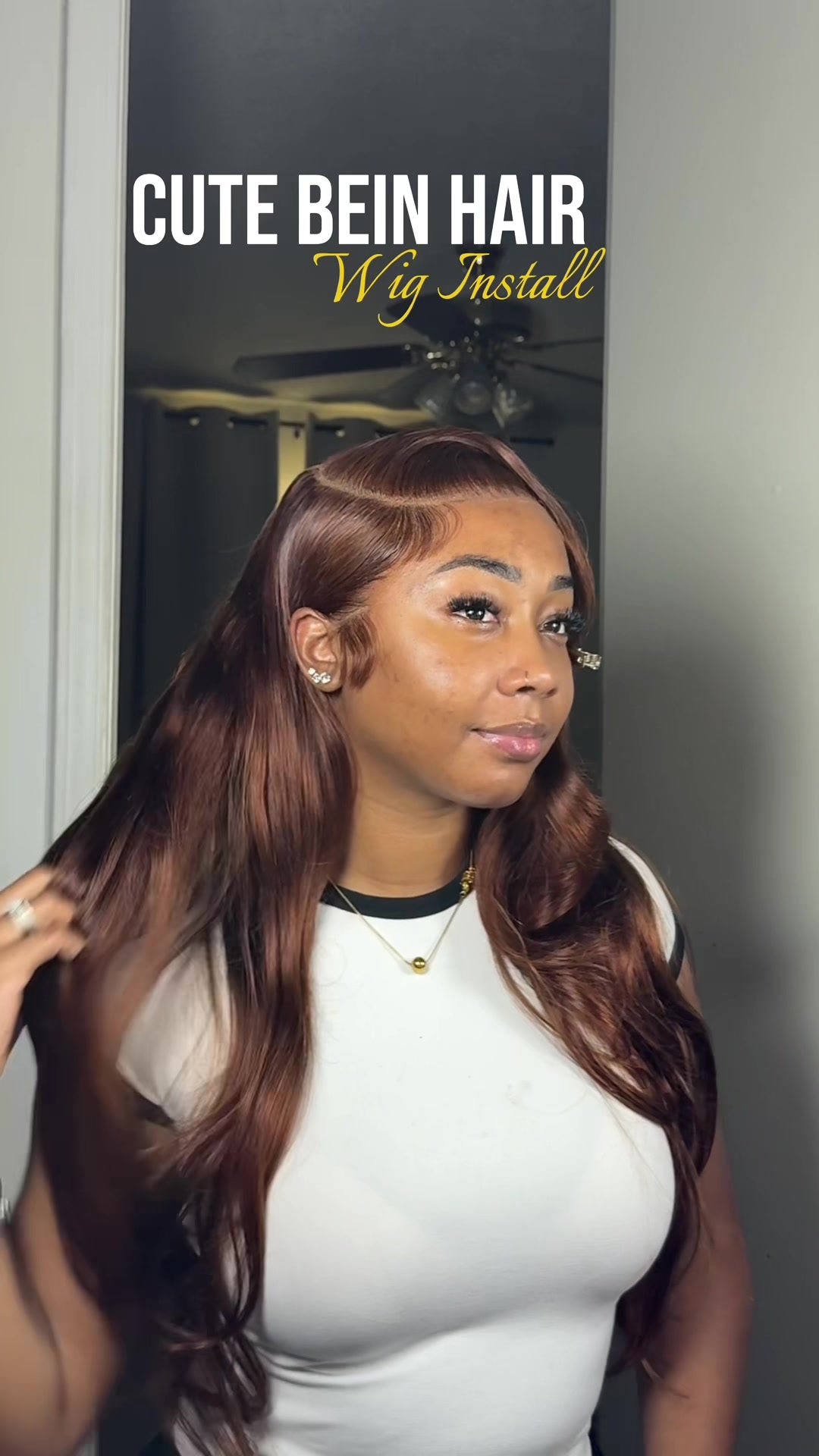 TikTok post by @_sshanz_ for Cute Bein Hair Shop. Caption reads: 13x6 chocolate brown wig @Cute Bein Hair Shop....