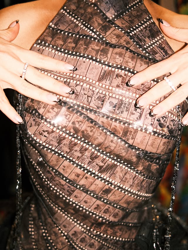 Instagram post by @nailsbyzola for OPI. Caption reads: [...] stunning @dior dress 🖤✨ Product I used:....