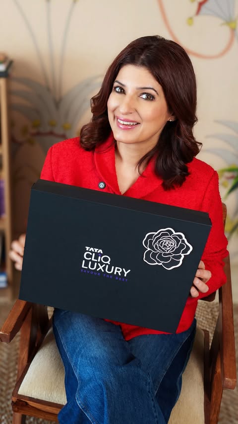 Instagram post by @twinklerkhanna for Tata CLiQ. Caption reads: Sharing essential life lessons… Starting with why....