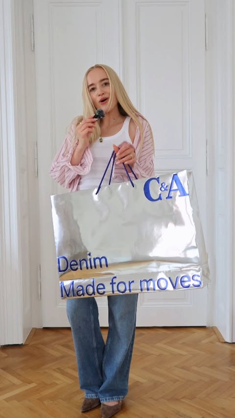 Instagram post by @anetjiskra for C&A. Caption reads: [...] střihů? V novém pop-up store od @ca od 23.....
