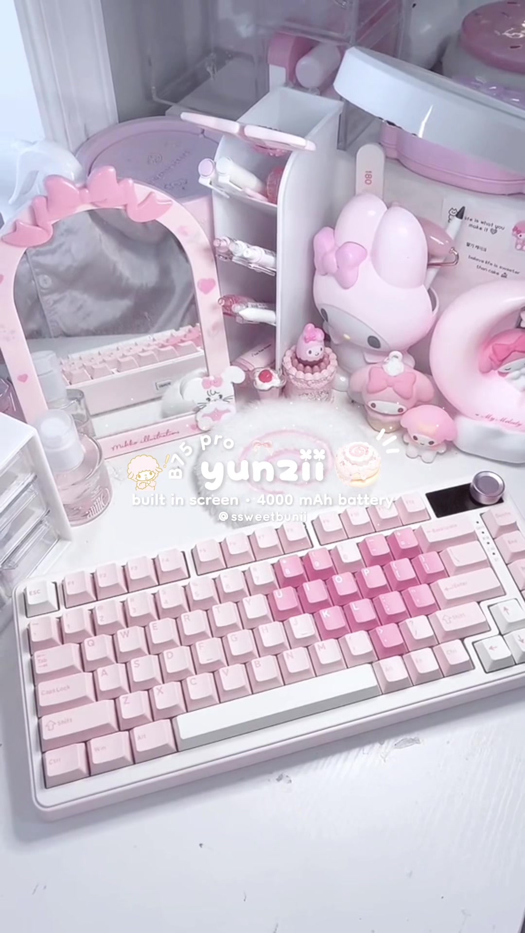 TikTok post by @ssweetbunii for YUNZII. Caption reads: thank you @YUNZII KEYBOARD for this adorable....