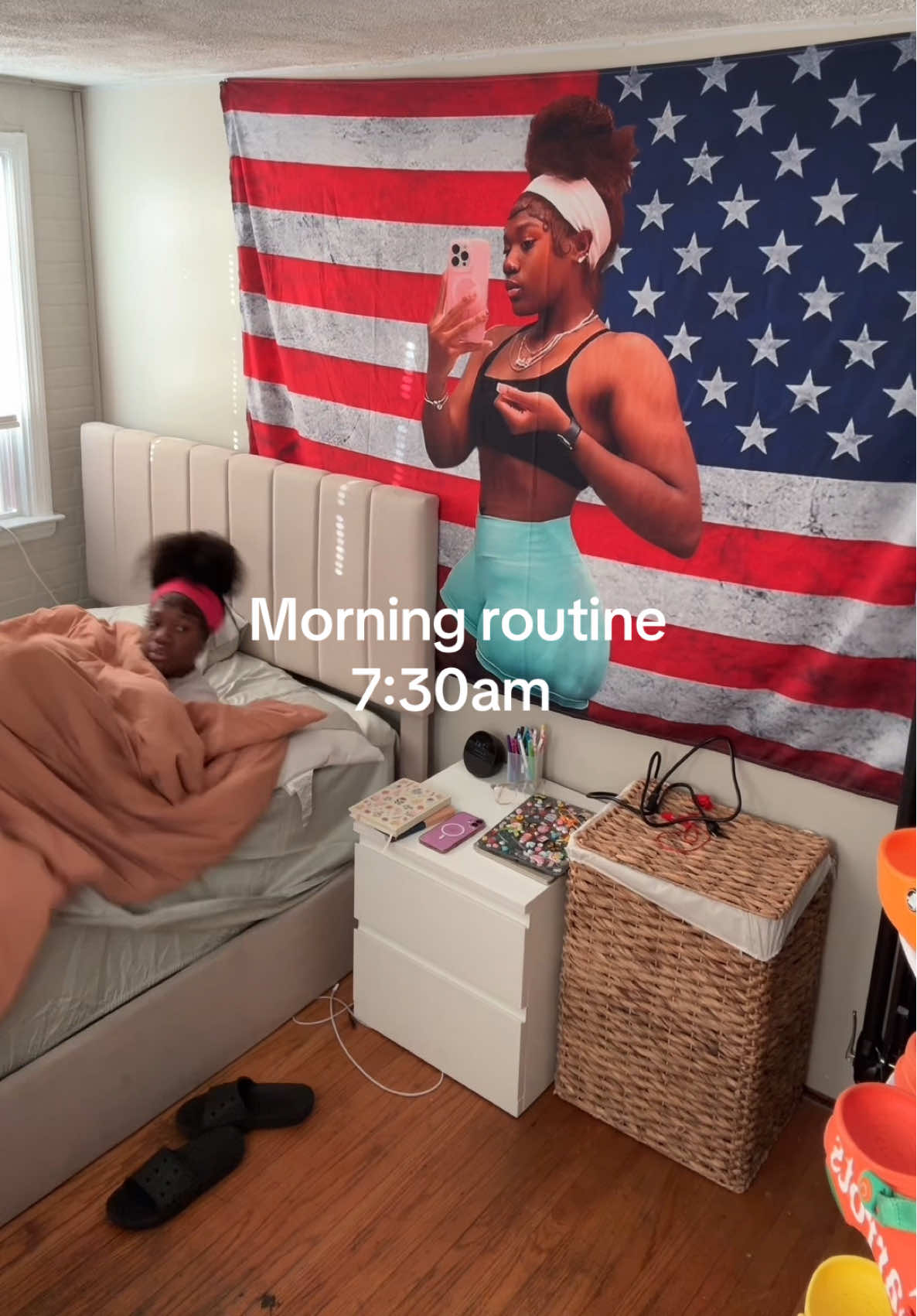 TikTok post by @_vickeycathey for TOUSAINS. Caption reads: Morning routine with timestamps @TOUSAINS....