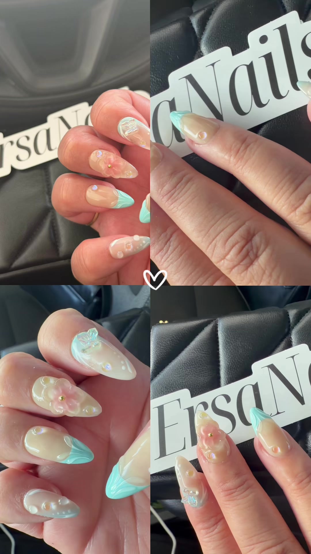 TikTok post by @jasseas0 for Ersa Nails. Caption reads: no time for the salon so ersa nails it is 💅🦋....