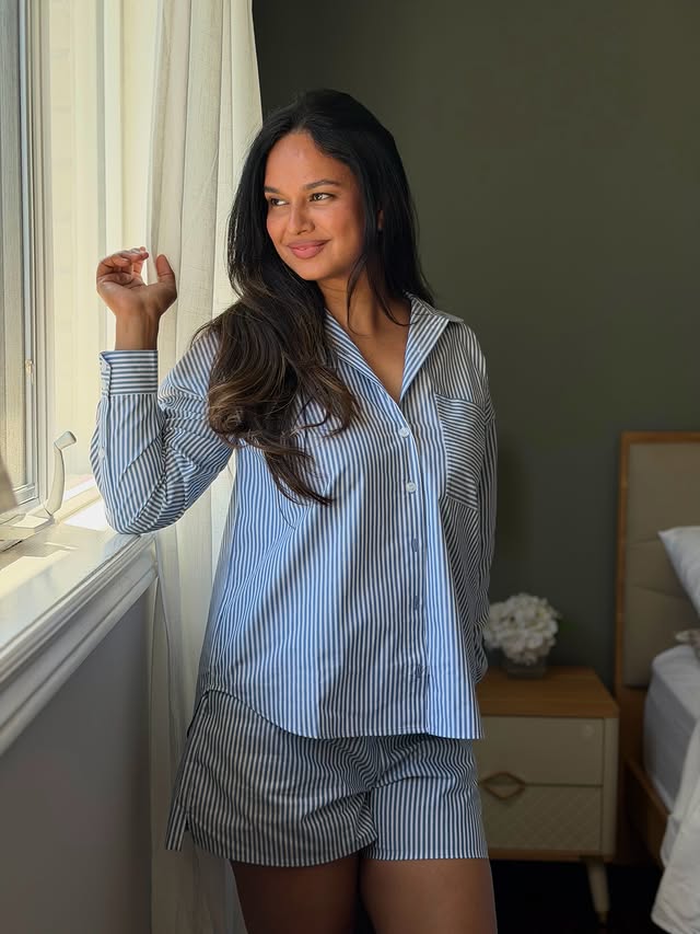 Instagram post by @saminaiqbal_ for Knix. Caption reads: [...] and the comfiest PJs. This set from @knix....