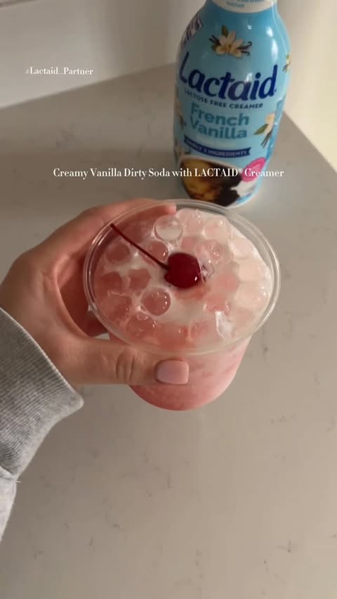 Instagram post by @drinksbyallyy for LACTAID. Caption reads: #lactaid_partner a vanilla dirty soda using [...].
