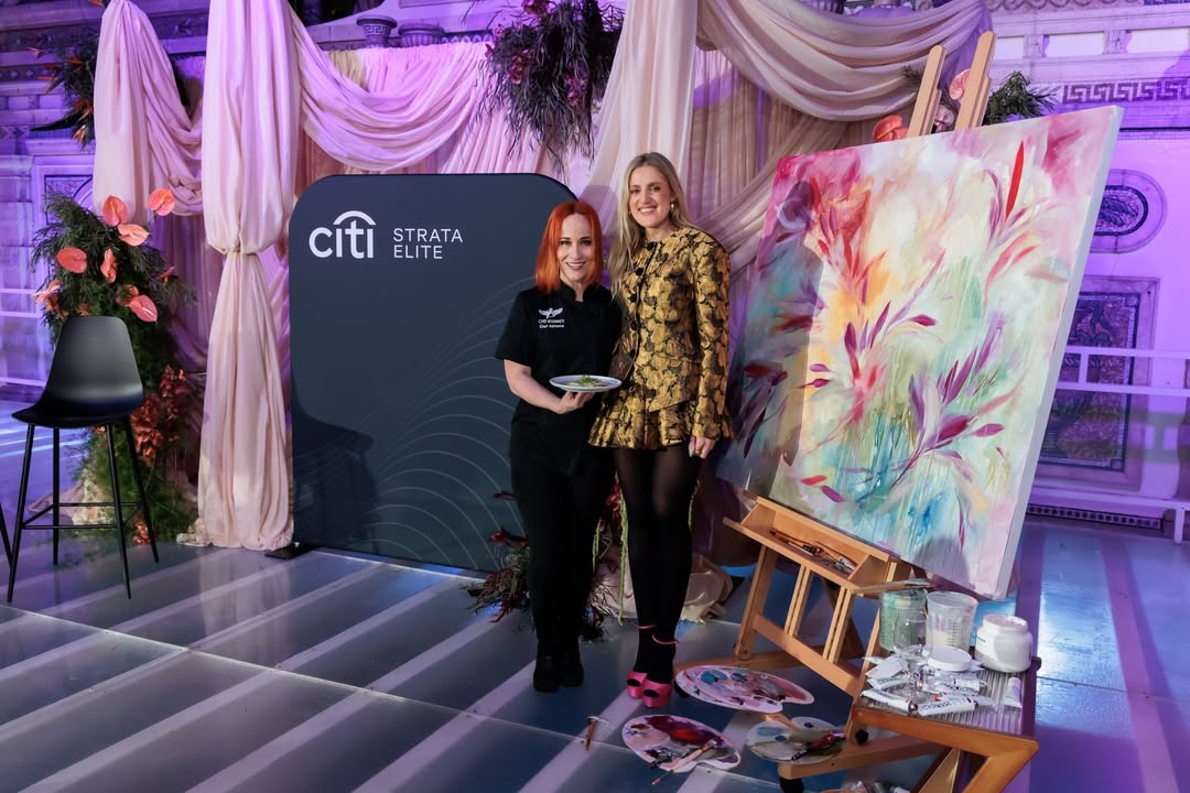 Instagram post by @chefadrianne for Citi. Caption reads: [...] night at The Curated Table with Citi Strata....