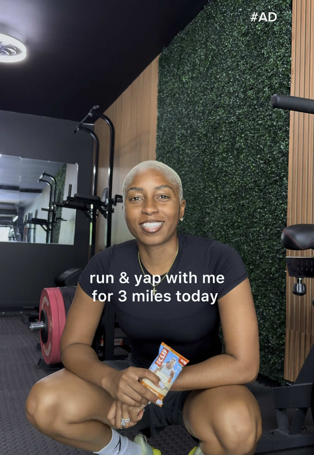 TikTok post by @vickto_willy for CLIF BAR. Caption reads: #Ad run & yap with me for 3 miles today! Thanks to....