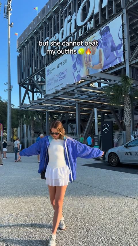 Instagram post by @rademita for FP Movement. Caption reads: at least I look the part 🤭🎾. @fpmovement....