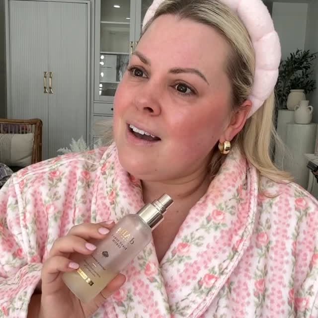 Instagram post by @selenamup for dalbaglobal. Caption reads: Get an instant glow with @dalba_global first spray....