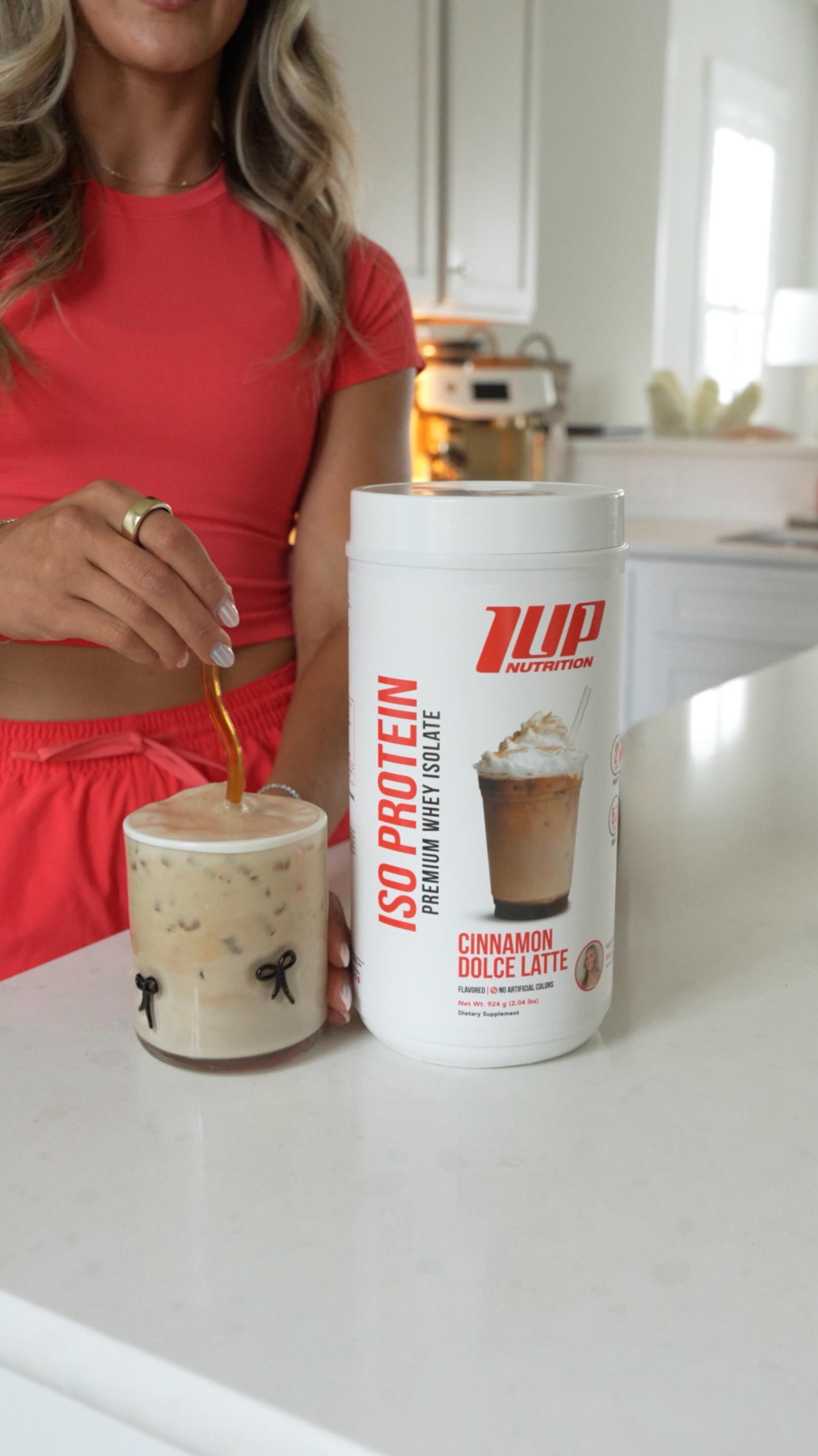 Instagram post by @morgantpete for 1UP Nutrition. Caption reads: Tag your coffee-obsessed bestie!
This easy protein....