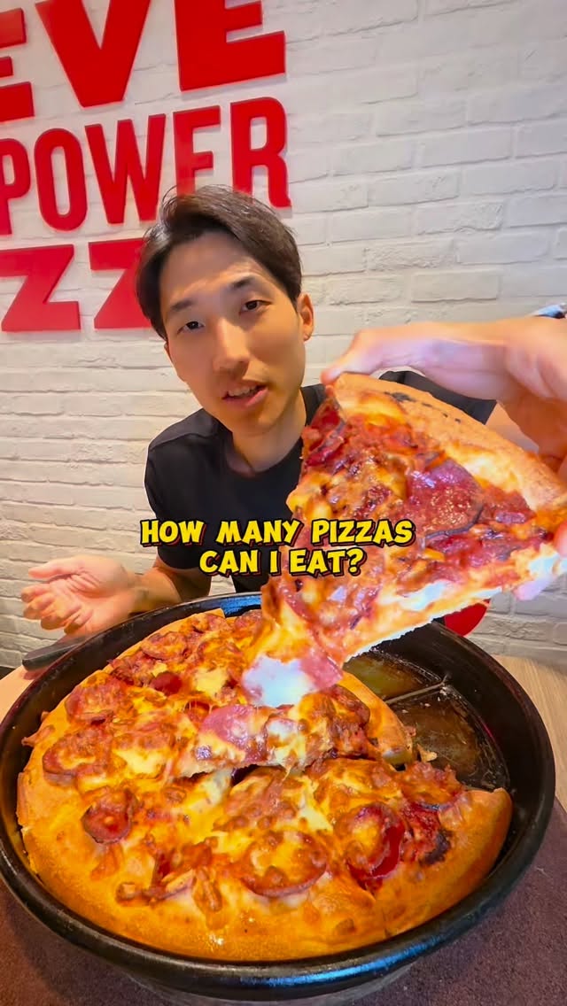 Instagram post by @zermattneo for Pizza Hut. Caption reads: 90 SLICES of Pizza in 90 minutes at Pizza Hut's....