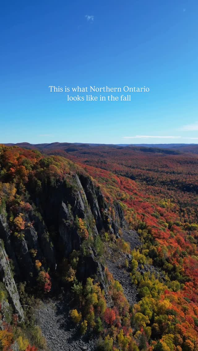 Instagram post by @caroline.elkhoury for Destination Ontario. Caption reads: Fall paradise in @algomacountry in Ontario....
