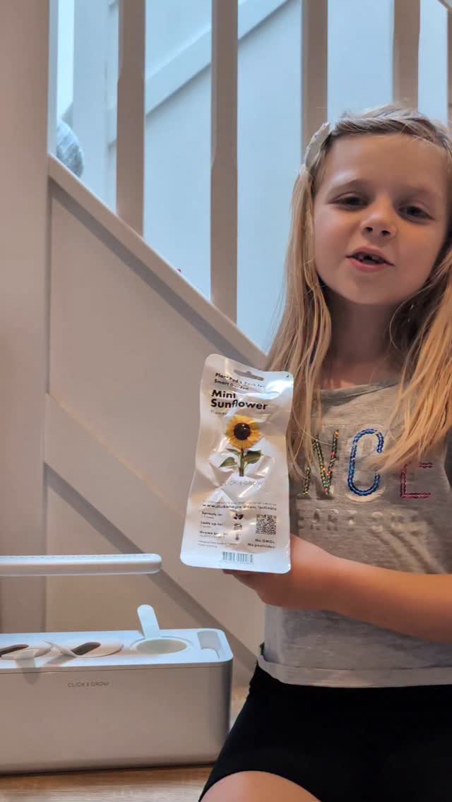 Instagram post by @nicolalemmon88 for Click and Grow. Caption reads: [...] Meet the new mini sunflower kit from....