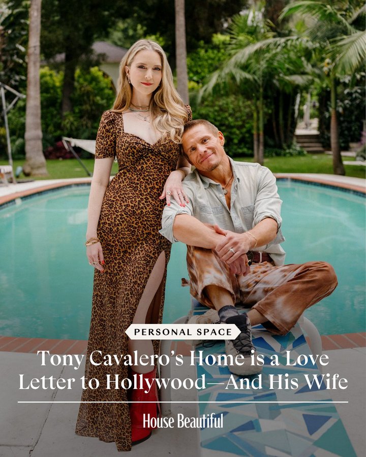 Instagram post by @tonycavalero for House Beautiful. Caption reads: The Righteous Gemstones actor @tonycavalero and....