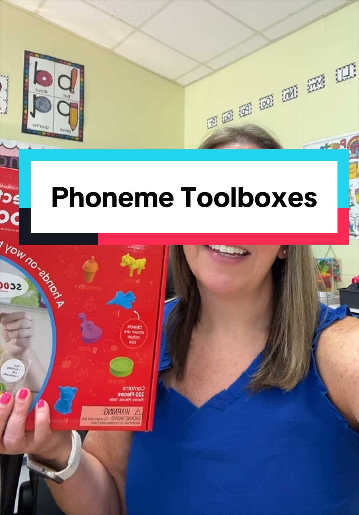 TikTok post by @kourtneyp83 for hand2mind. Caption reads: [...] #phonics #teachersoftiktok #hand2mind....