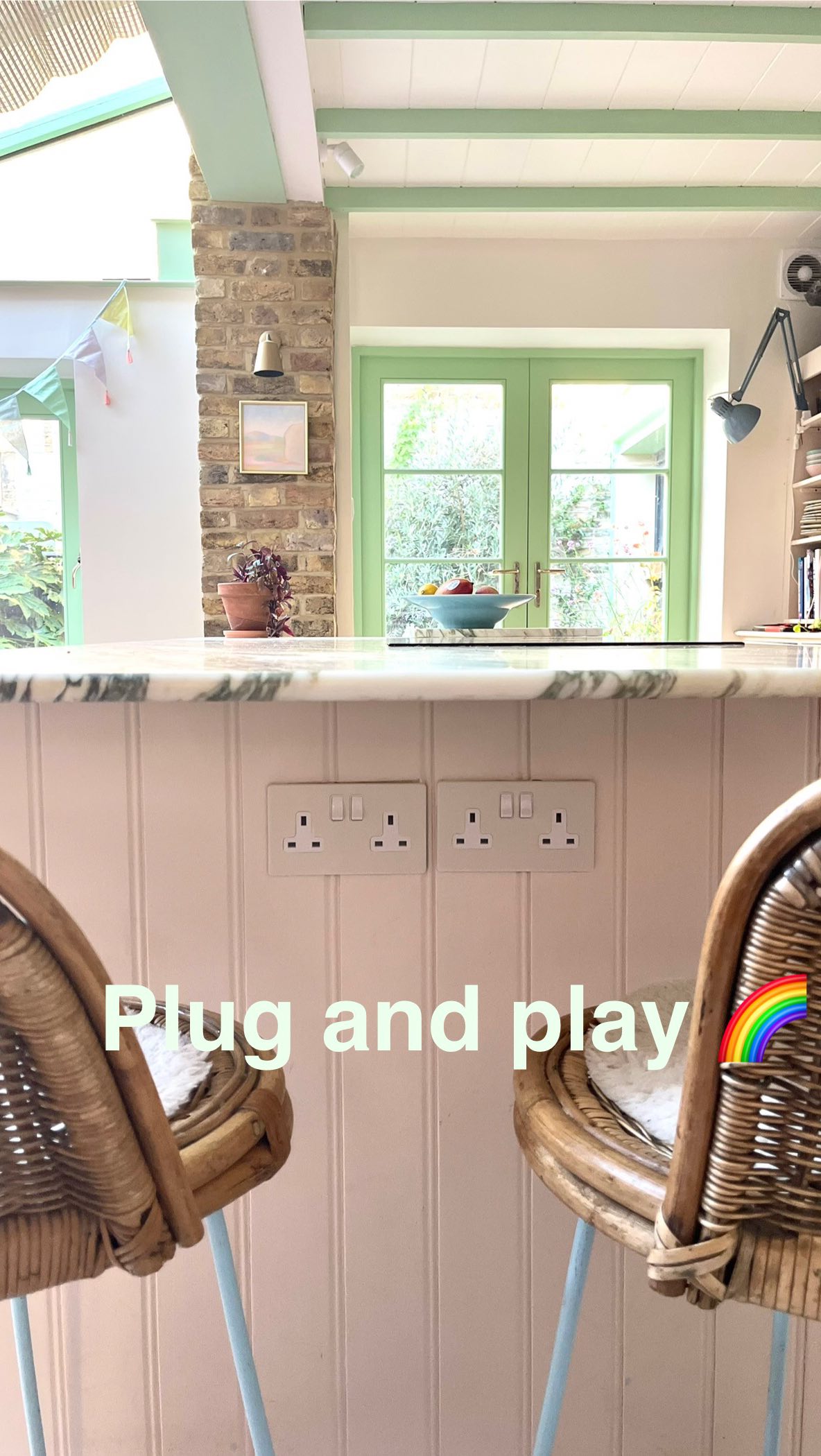 Instagram post by @rainbowrosalind for Plank Hardware. Caption reads: Never thought I’d spend months obsessing over plug....