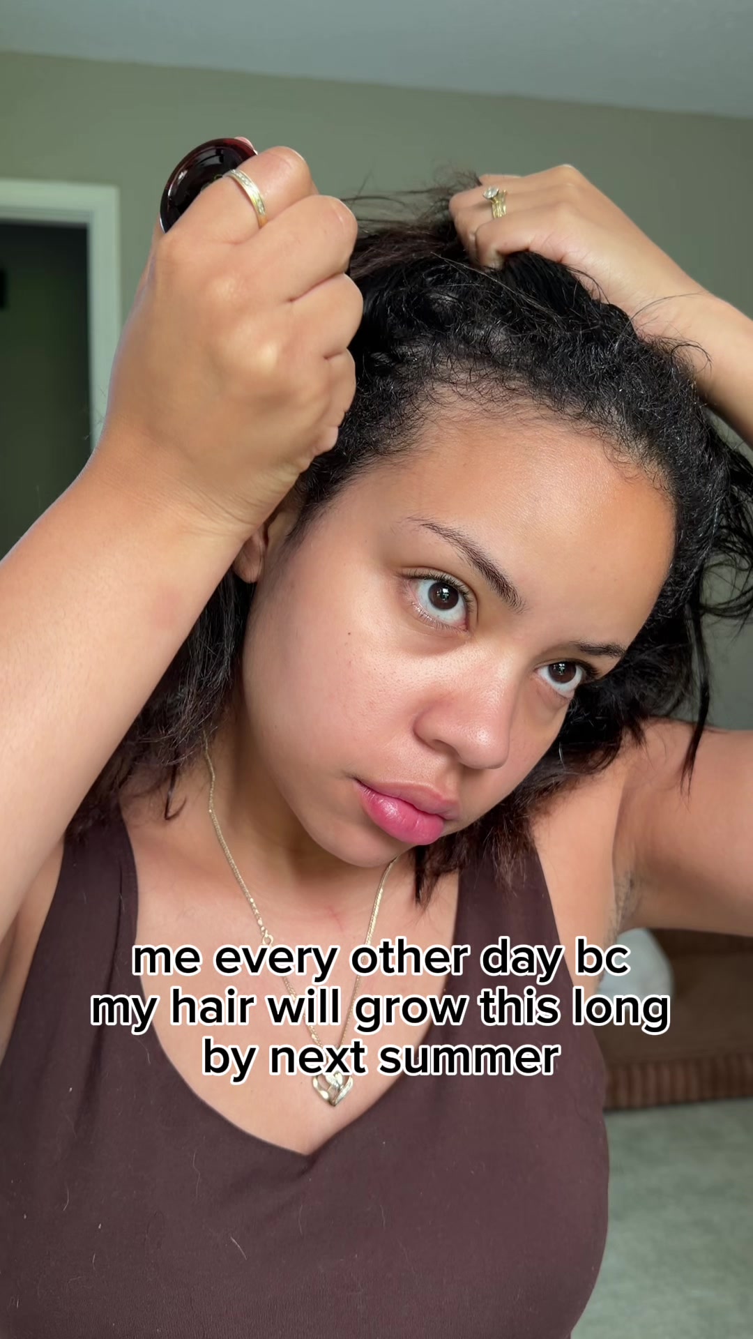 TikTok post by @chicwithkels for Bask & Lather Co. Caption reads: my hair will be that long by next summer trust!....