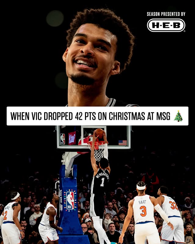 Instagram post by @nbafrance for H-E-B. Caption reads: Set the franchise record for points on the holiday....