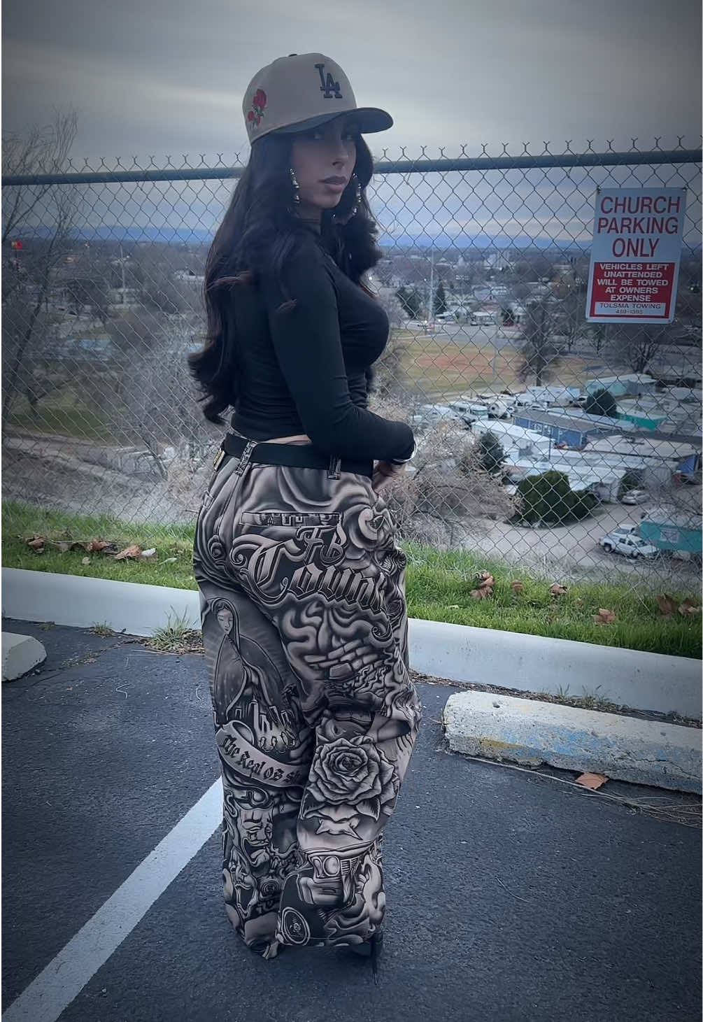 TikTok post by @anythingfor_selinas for FB COUNTY CLOTHING. Caption reads: @FB County #foryoupageofficiall #chicana #fbcounty....