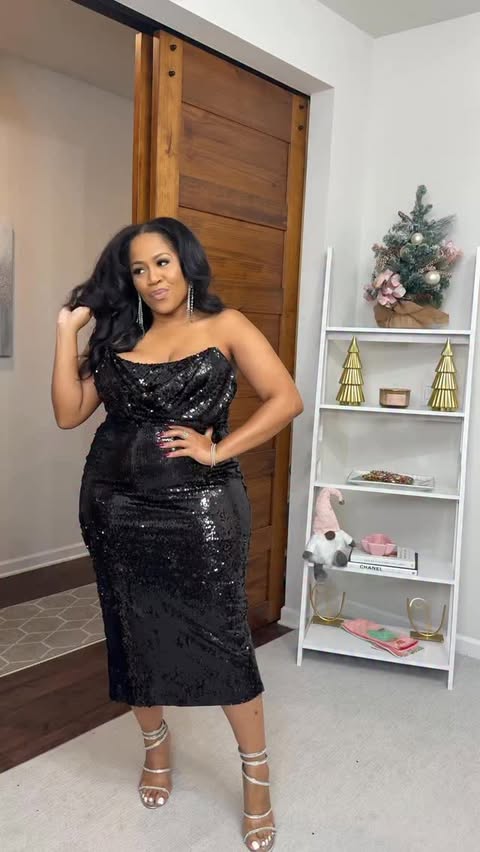 Instagram post by @mothediva for ELOQUII. Caption reads: Holiday party loading… ✨
Trying to pick a dress....