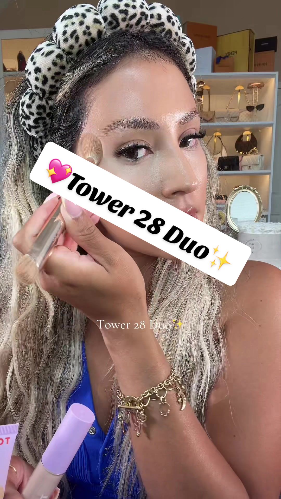 TikTok post by an influencer for Tower 28 Beauty. Caption reads: [...] & concealer duo✨#tower28 #tower28beauty....