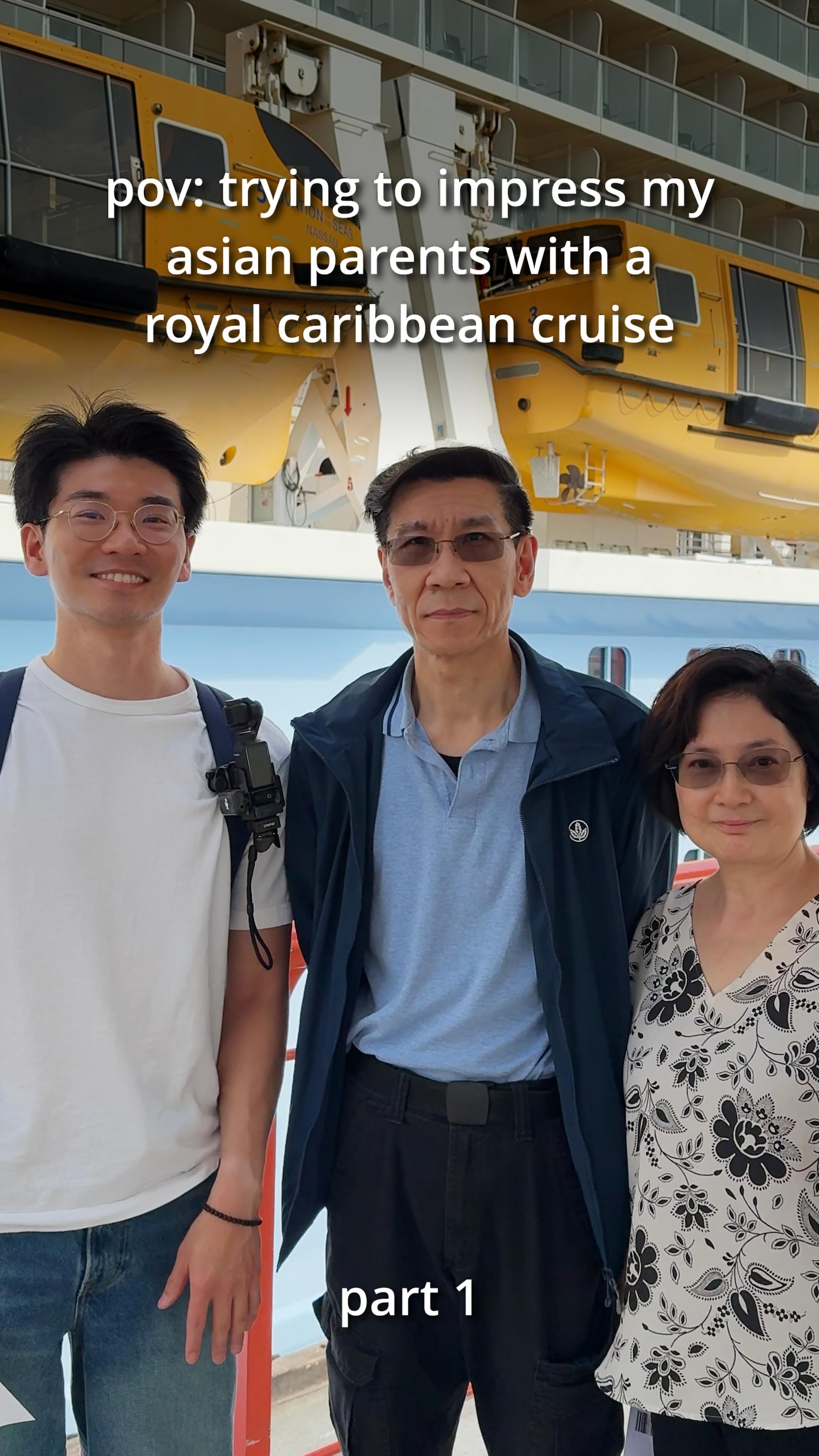 Instagram post by @dougdoesdelicious for Royal Caribbean. Caption reads: Asian parents vs. fine dining ✅, the hardest....