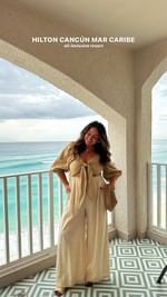 Instagram post by @skhammer for Hilton Hotels & Resorts. Caption reads: ✨ Girls’ trip in paradise! ✨....