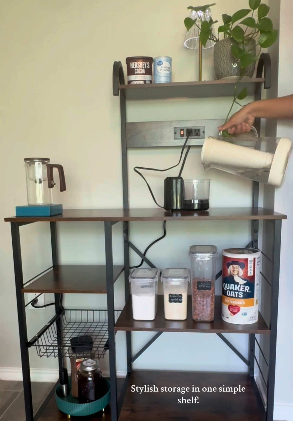 TikTok post by @bits_of_tok for Walsunny. Caption reads: Small kitchen? No problem! This baker’s rack adds....