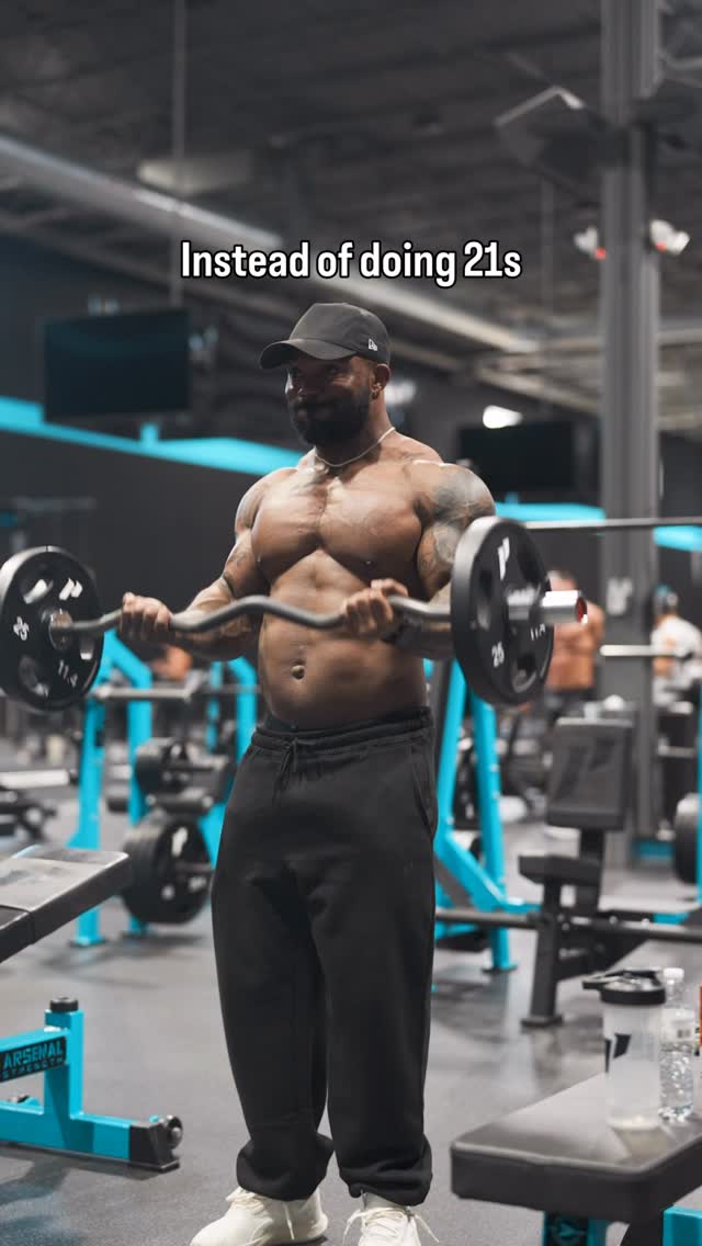 Instagram post by @antwanrarcus for 1st Phorm. Caption reads: Stop doing 21s bicep curls, try this route instead....