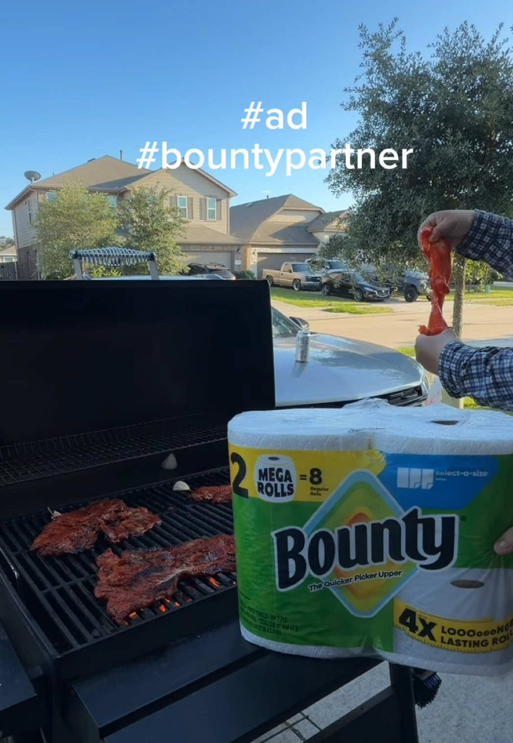 TikTok post by @biancaleslieann for Bounty. Caption reads: It’s officially cookout season!! 😎 #bountypartner....