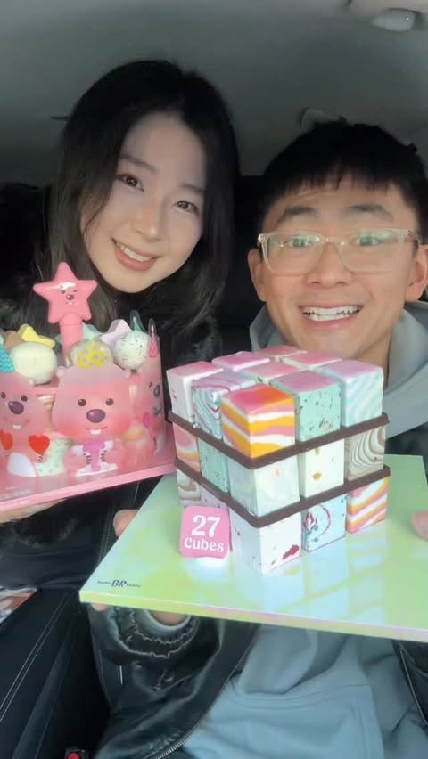 Instagram post by @thejcheneats for Baskin-Robbins. Caption reads: Trying Baskin Robbin’s Ice Cream Cake in Korea....