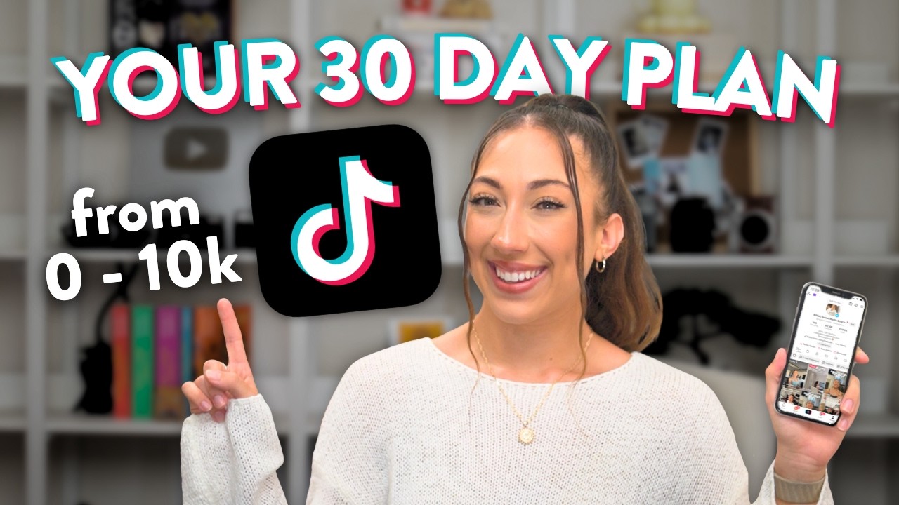 YouTube post by @MillieAdrian for ClickUp. Caption reads: Your 30 Day TikTok Plan: 0 to 10K Followers FAST.
