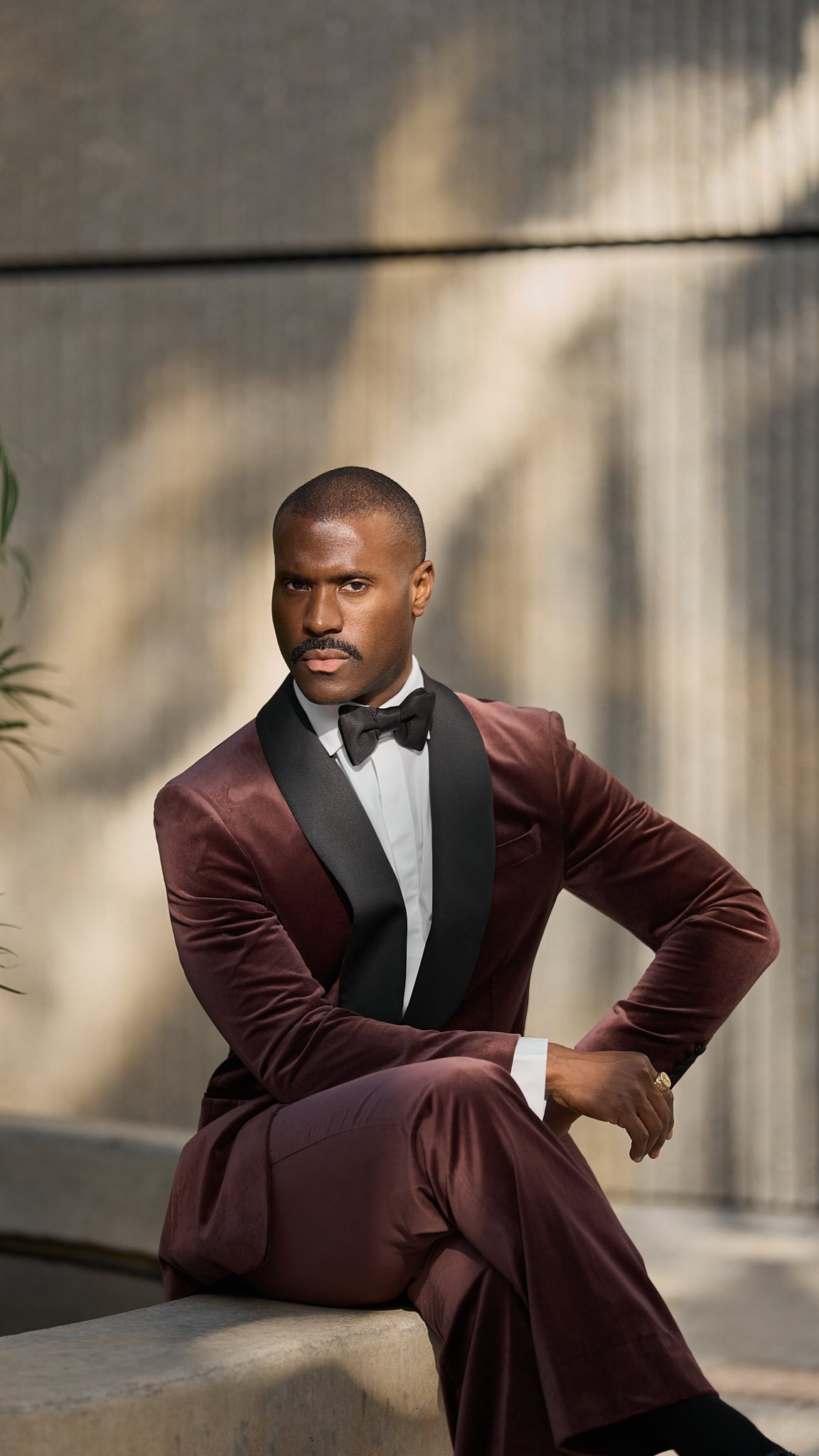 Instagram post by @monsieurcoupet for Banana Republic. Caption reads: Two sophisticated tuxedo outfits for your upcoming....