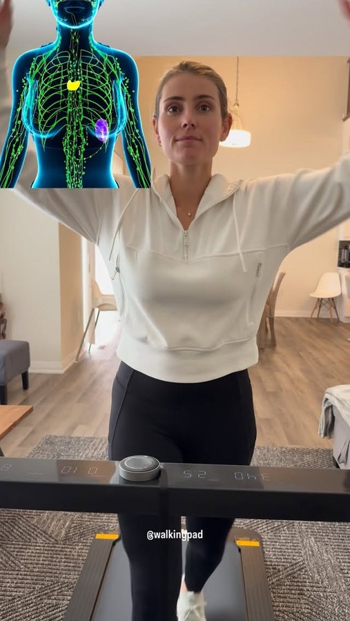 Instagram post by @justinetreadwell_ for WalkingPad. Caption reads: Upper body movement isn’t just for strength, it’s....