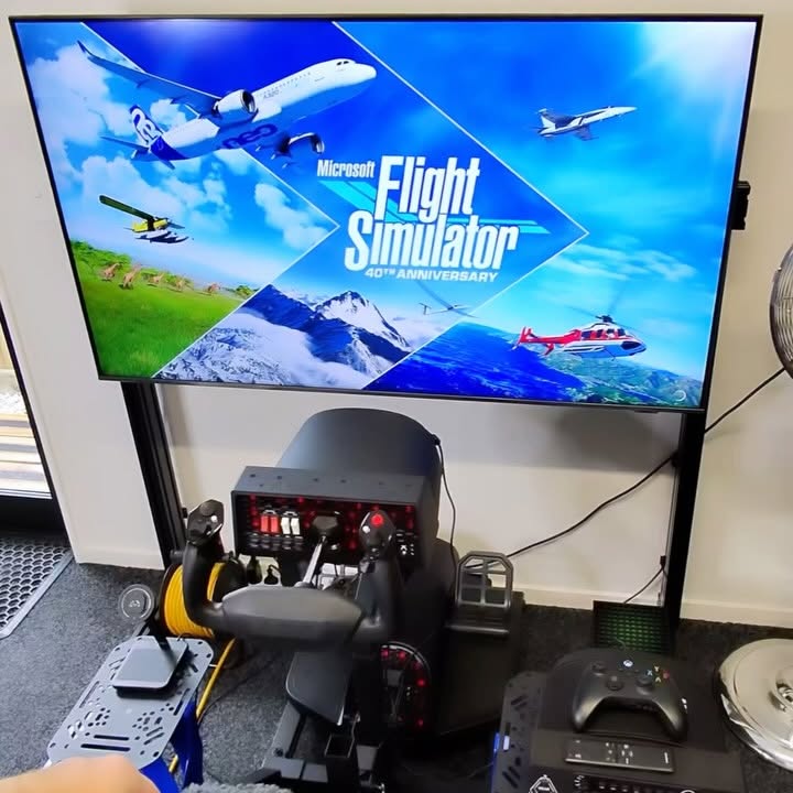 Instagram post by @pilotdownunder for Next Level Racing. Caption reads: Having some fun on my @nextlevelracing.flight....